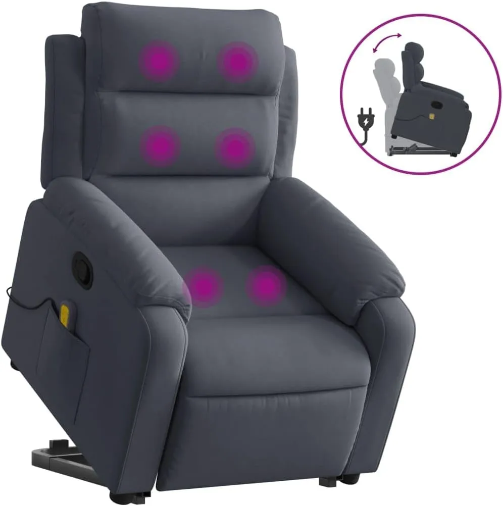 Stand up Massage Recliner Chair Dark Gray VelvetLounge Chair Comfy Chair Living Room Chair Suitable for Decks, Living Rooms, and patios.