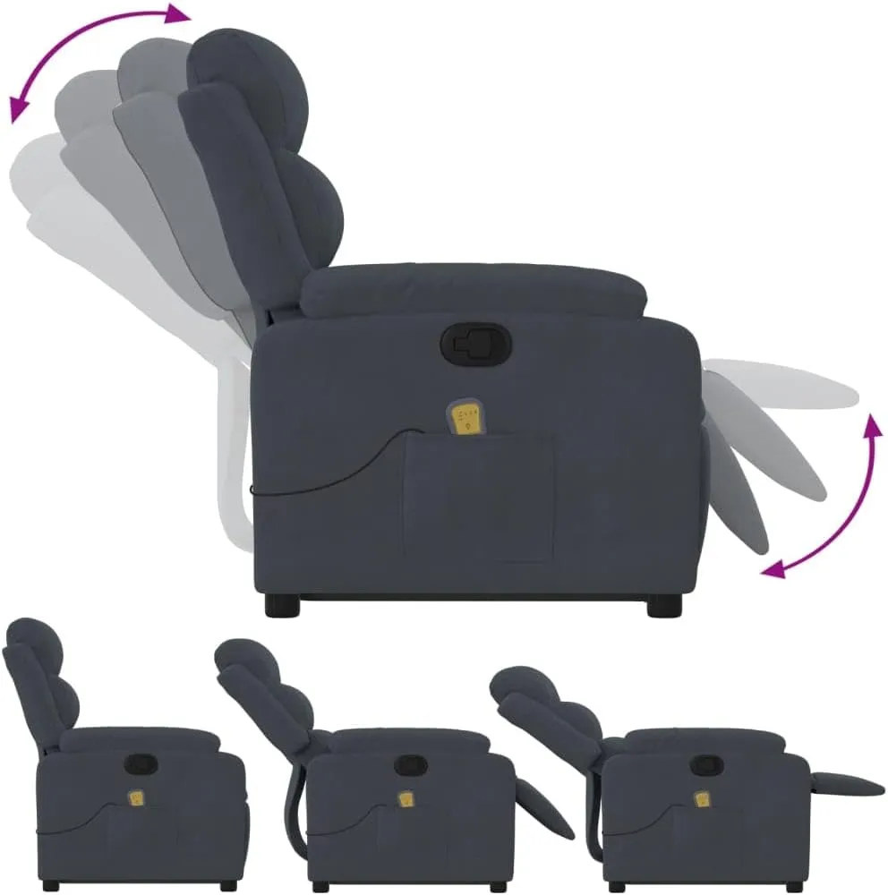 Stand up Massage Recliner Chair Dark Gray VelvetLounge Chair Comfy Chair Living Room Chair Suitable for Decks, Living Rooms, and patios.