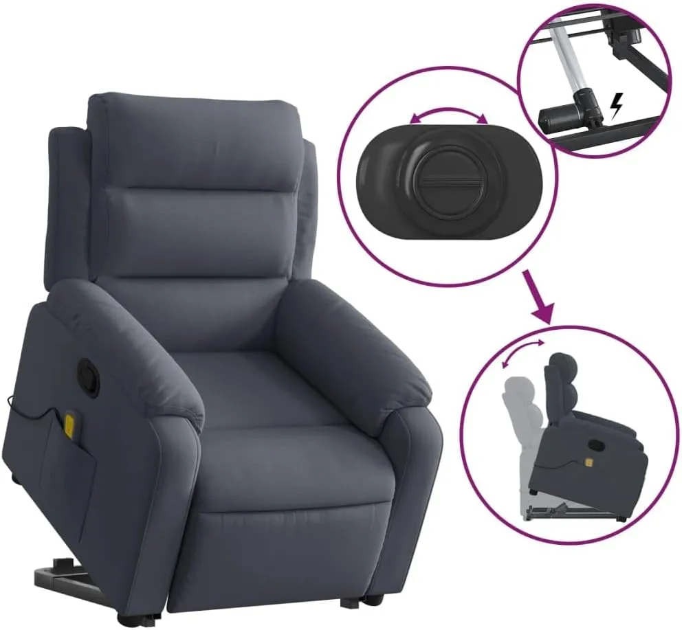 Stand up Massage Recliner Chair Dark Gray VelvetLounge Chair Comfy Chair Living Room Chair Suitable for Decks, Living Rooms, and patios.