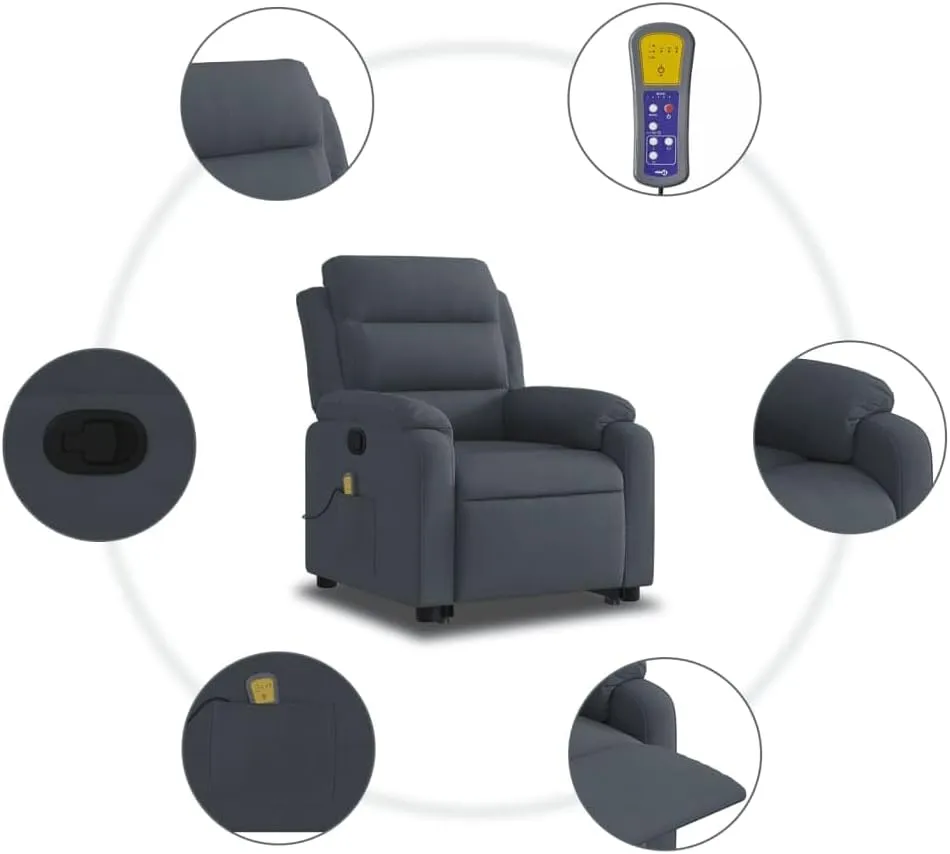 Stand up Massage Recliner Chair Dark Gray VelvetLounge Chair Comfy Chair Living Room Chair Suitable for Decks, Living Rooms, and patios.
