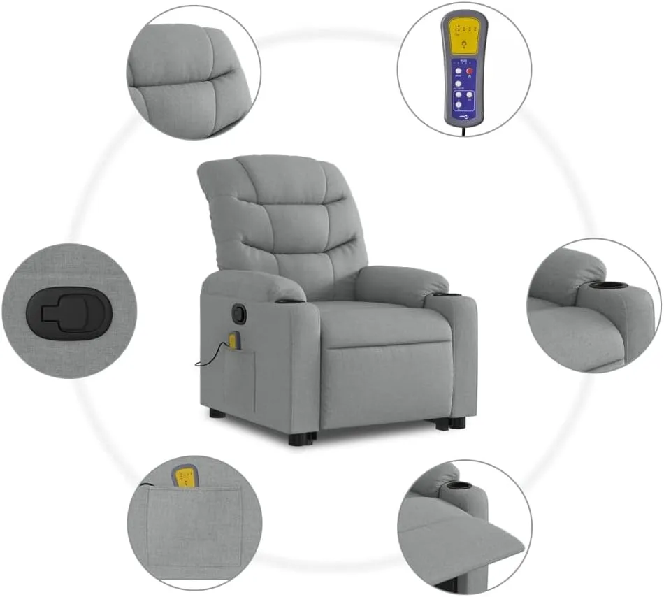 Stand up Massage Recliner Chair Light Gray FabricLounge Chair Comfy Chair Living Room Chair Suitable for Decks, Living Rooms, and patios.