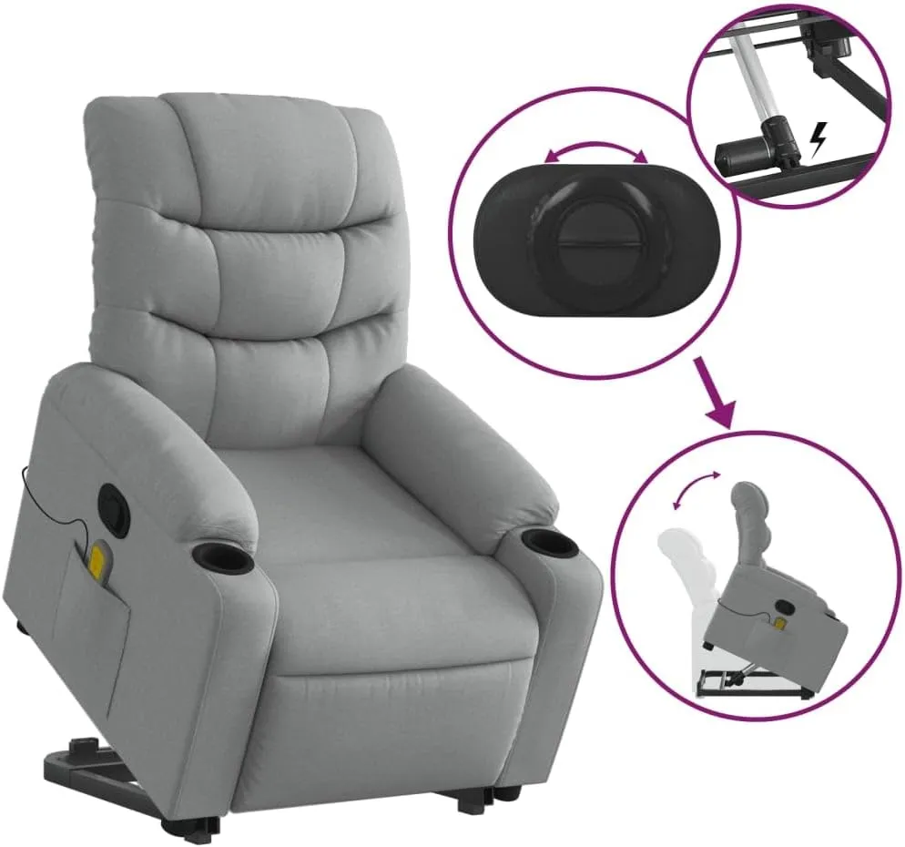 Stand up Massage Recliner Chair Light Gray FabricLounge Chair Comfy Chair Living Room Chair Suitable for Decks, Living Rooms, and patios.