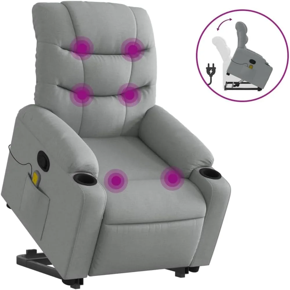 Stand up Massage Recliner Chair Light Gray FabricLounge Chair Comfy Chair Living Room Chair Suitable for Decks, Living Rooms, and patios.