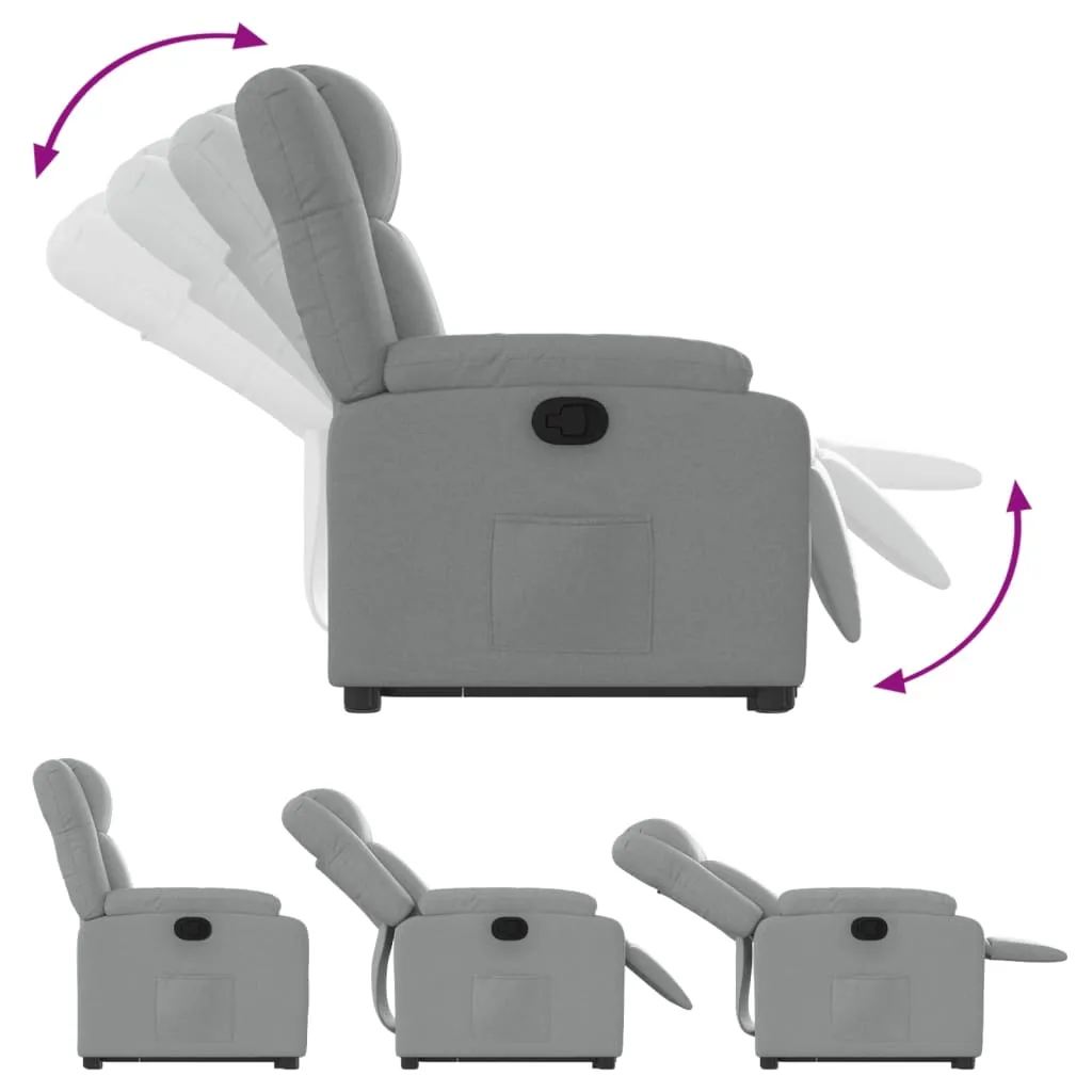 Stand up Recliner Chair Light Gray Fabric