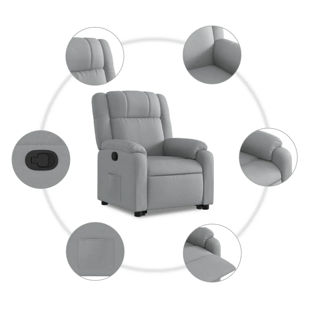 Stand up Recliner Chair Light Gray Fabric