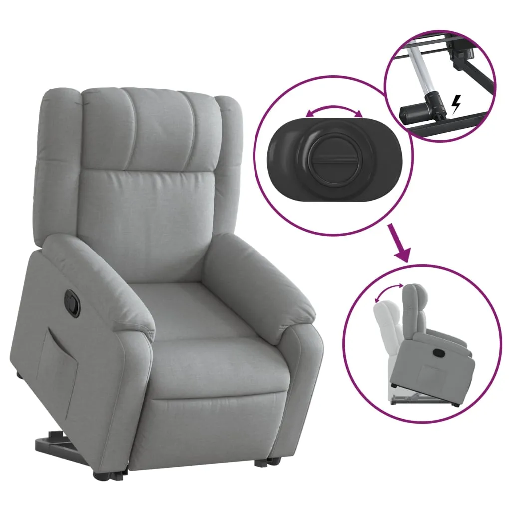 Stand up Recliner Chair Light Gray Fabric