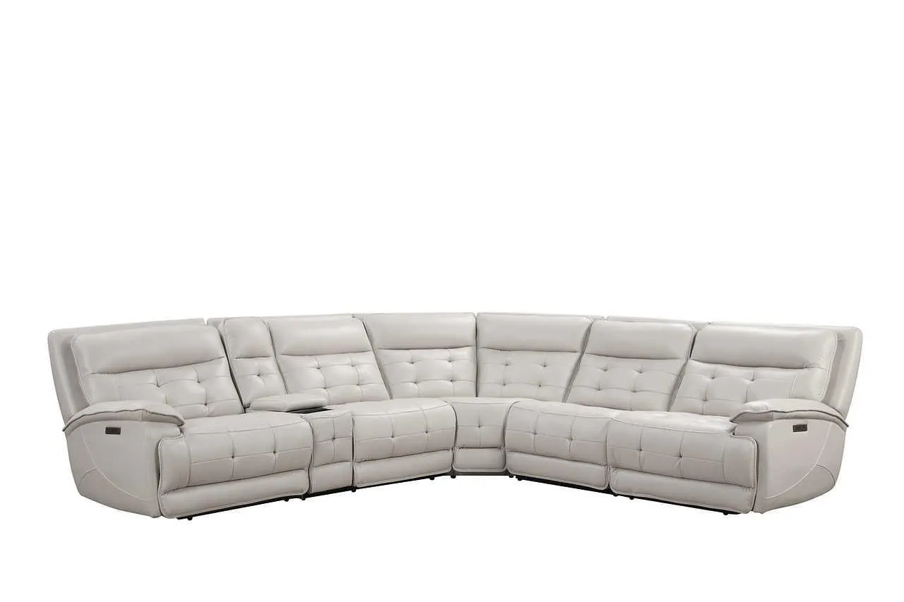 Starlight Sand Reclining Sectional w Power Adj Headrest