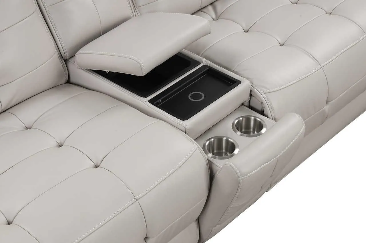 Starlight Sand Reclining Sectional w Power Adj Headrest