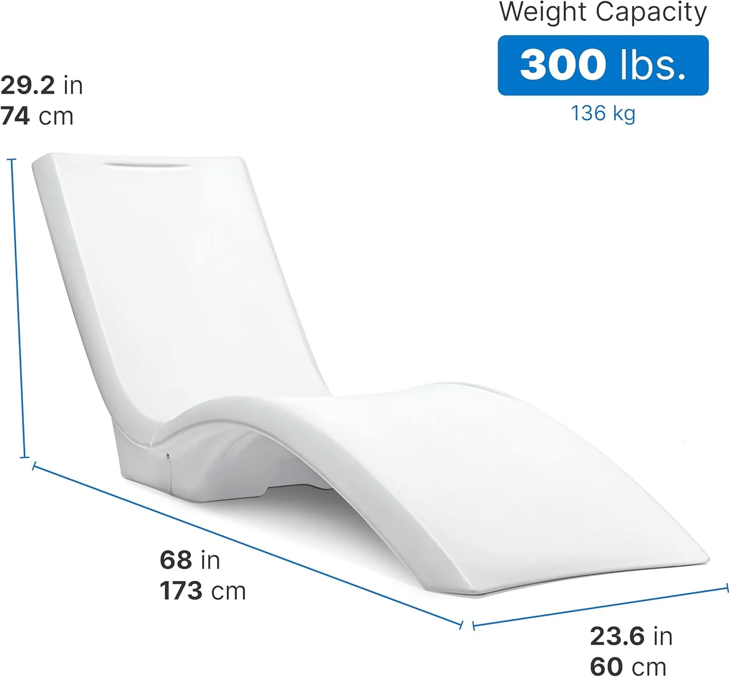 Step2 Vero Pool Lounger, Fade-Resistant, Waterproof Patio Furniture, Pool Lounge Chair for Sun Shelf, Use in Pools with Shelves Up to 9-Inches Deep or Outside Pool Deck, Weighted, White