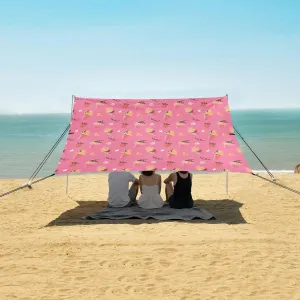 Strawberry Ice Cream Beach Canopy Tent Anti-UV & Wind Resistant, Camping Sun Shelter Easy Setup Portable,Outdoor Shade Tents with Sandbags,Sand Shovels,Ground Pegs & Stability Poles