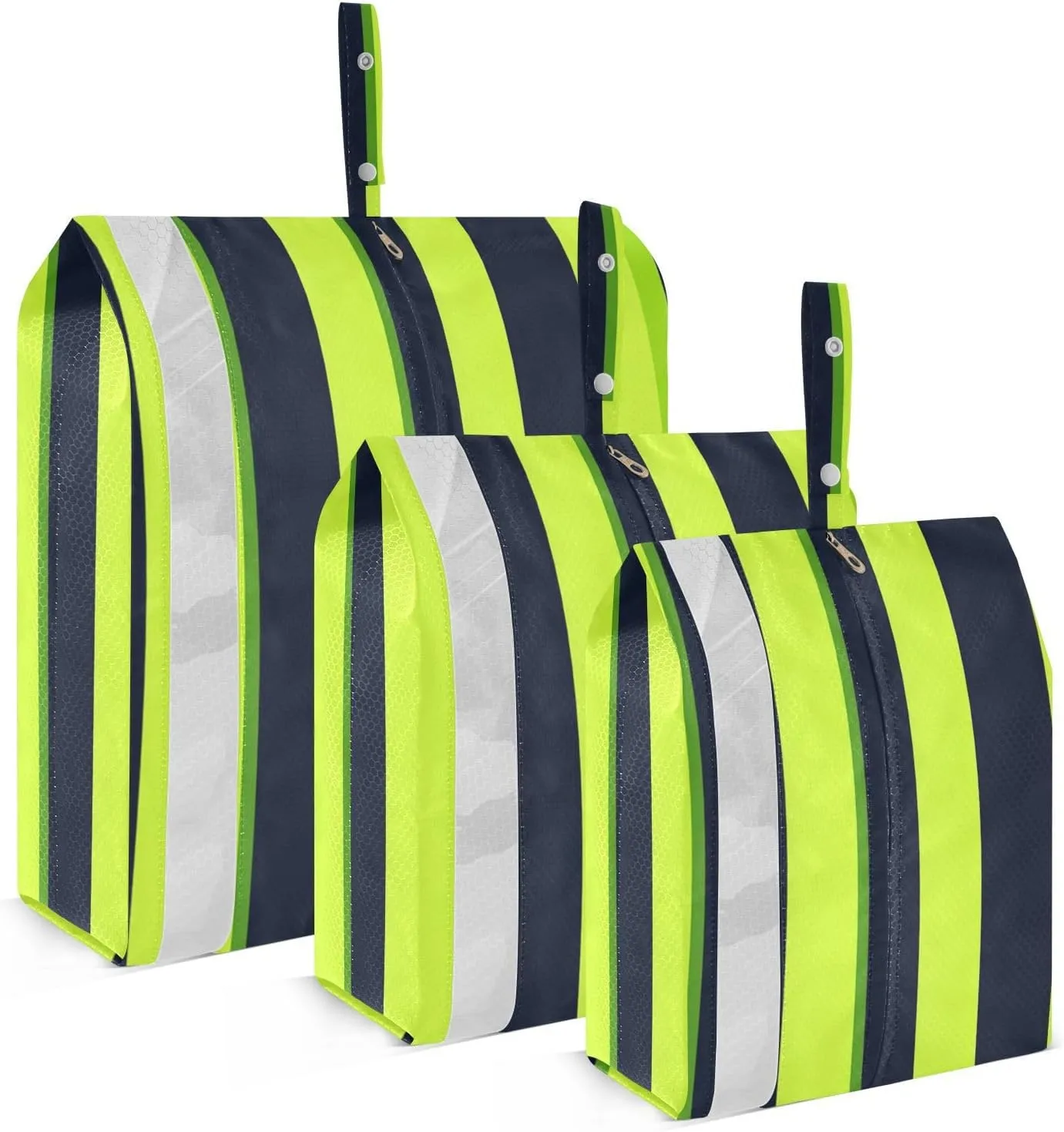strips Lime Green and Navy Blue3pcs Travel Packing Storage Bags Collapsible Compression Travel Bags Saver Travel Bags Home Organization