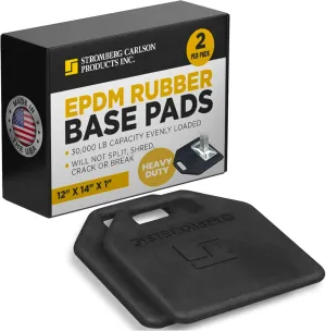Stromberg Carlson JBP-1214.1 Durable EPDM Rubber Base Pads (12"x14"x1") - Multipurpose Pads for Floor Jacks, Tongue Jacks, Hydraulic Jacks, Scissor Jacks - 30,000 lb Capacity - Pack of 2