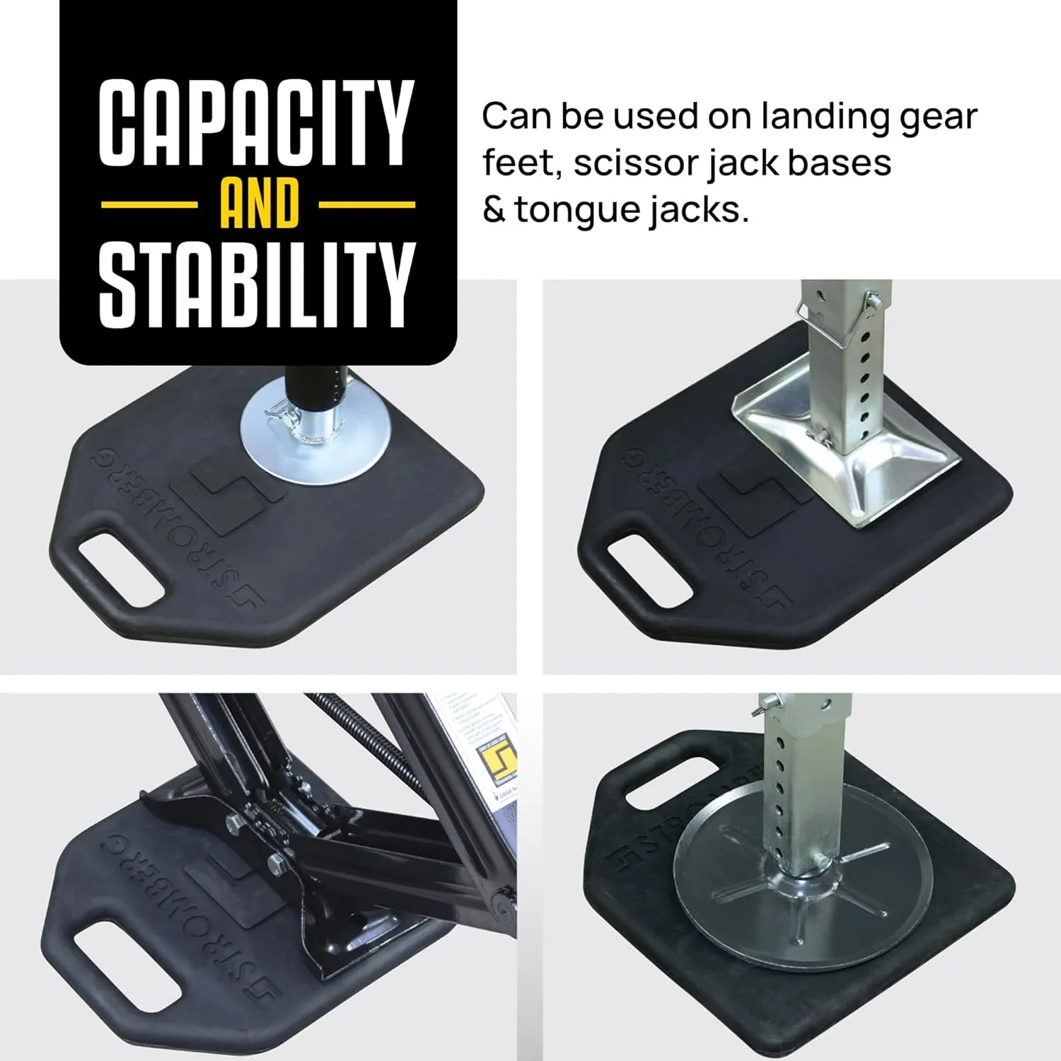 Stromberg Carlson JBP-1214.1 Durable EPDM Rubber Base Pads (12"x14"x1") - Multipurpose Pads for Floor Jacks, Tongue Jacks, Hydraulic Jacks, Scissor Jacks - 30,000 lb Capacity - Pack of 2