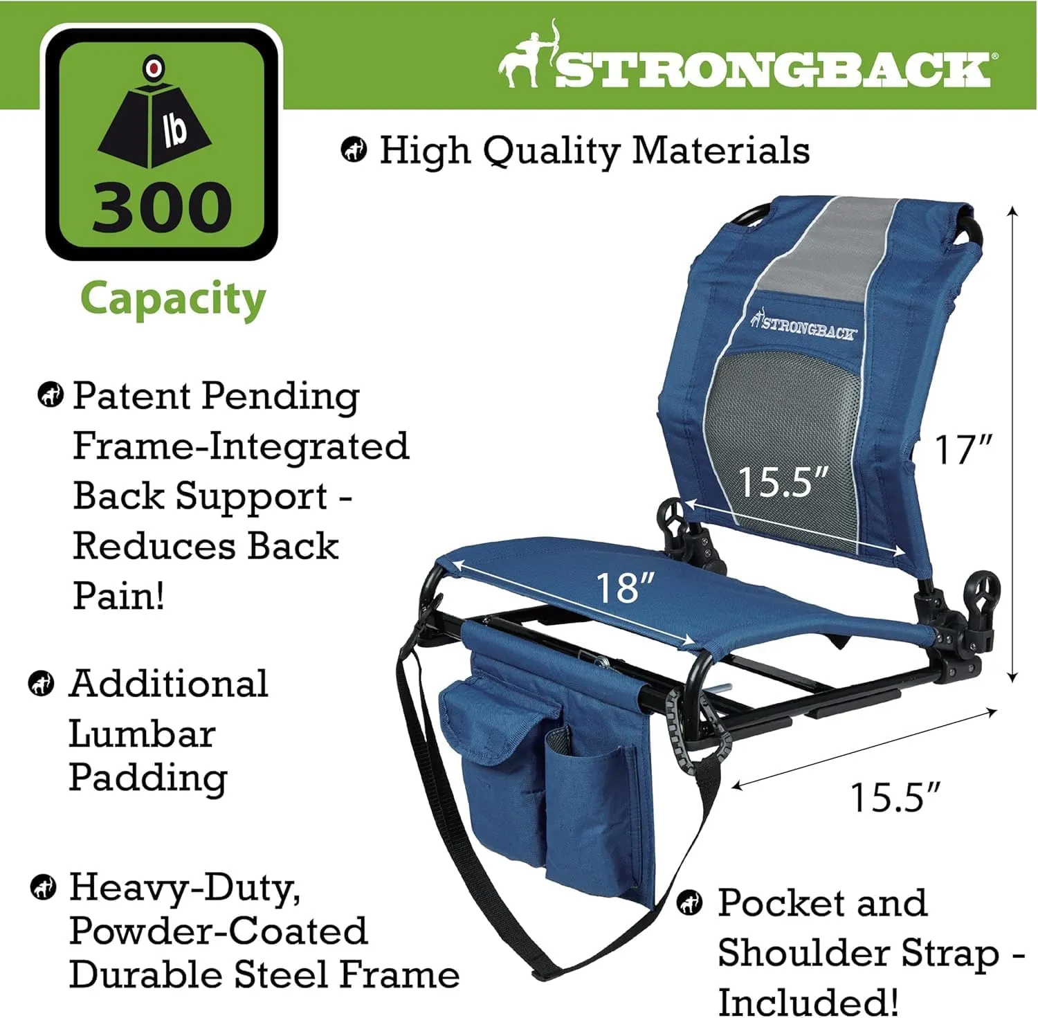 STRONGBACK Lumbar Support Stadium Seats for Bleachers – Ergonomic Chairs with Back Support for Adults & All-Day Comfort