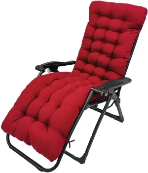 Sun Lounger Chair Cushions,67-inch Lounge Chaise Cushion Sun Lounger Mattress with Non-Slip Back Elastic Sleeve for Garden Outdoor/Indoor/Sofa/Tatami/Car Seat/Bench (Red)