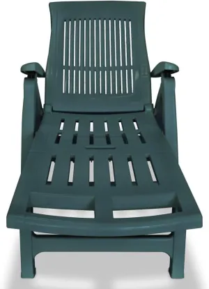 Sun Lounger with Footrest Plastic GreenLuxury Sun Loungers with Adjustable Backrest and Cushioned Seat