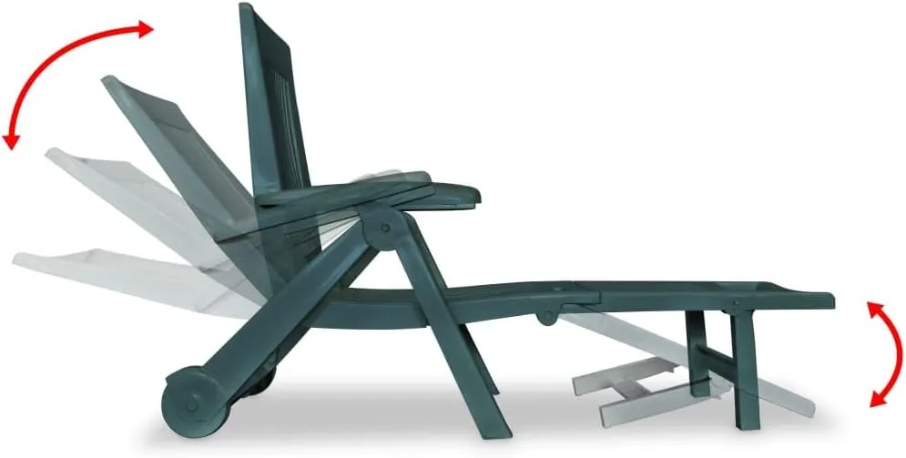 Sun Lounger with Footrest Plastic GreenLuxury Sun Loungers with Adjustable Backrest and Cushioned Seat
