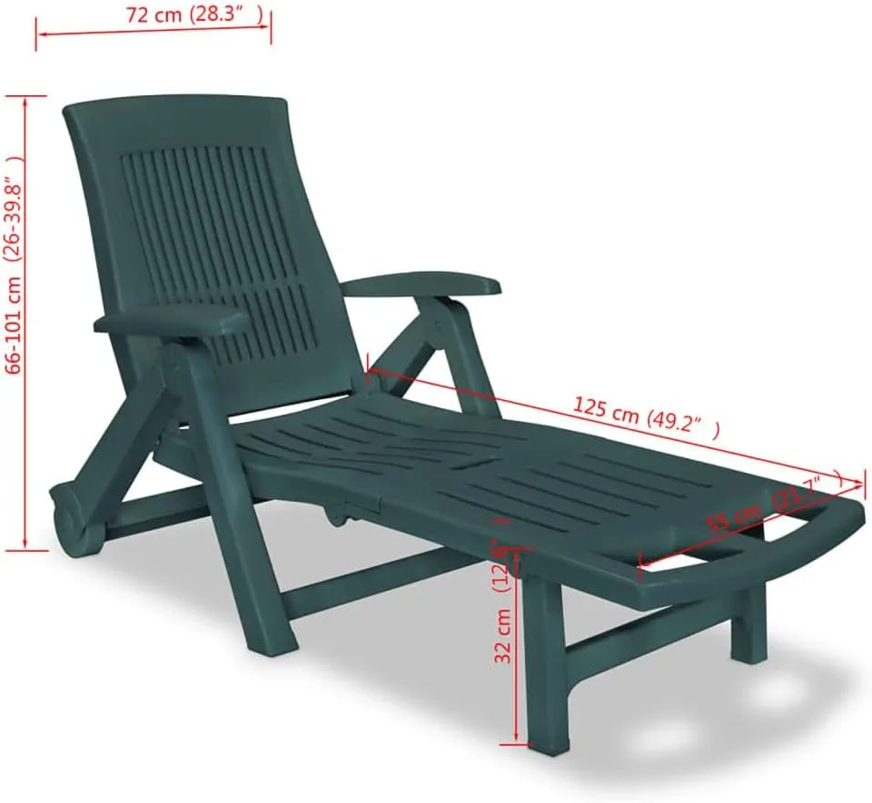 Sun Lounger with Footrest Plastic GreenLuxury Sun Loungers with Adjustable Backrest and Cushioned Seat