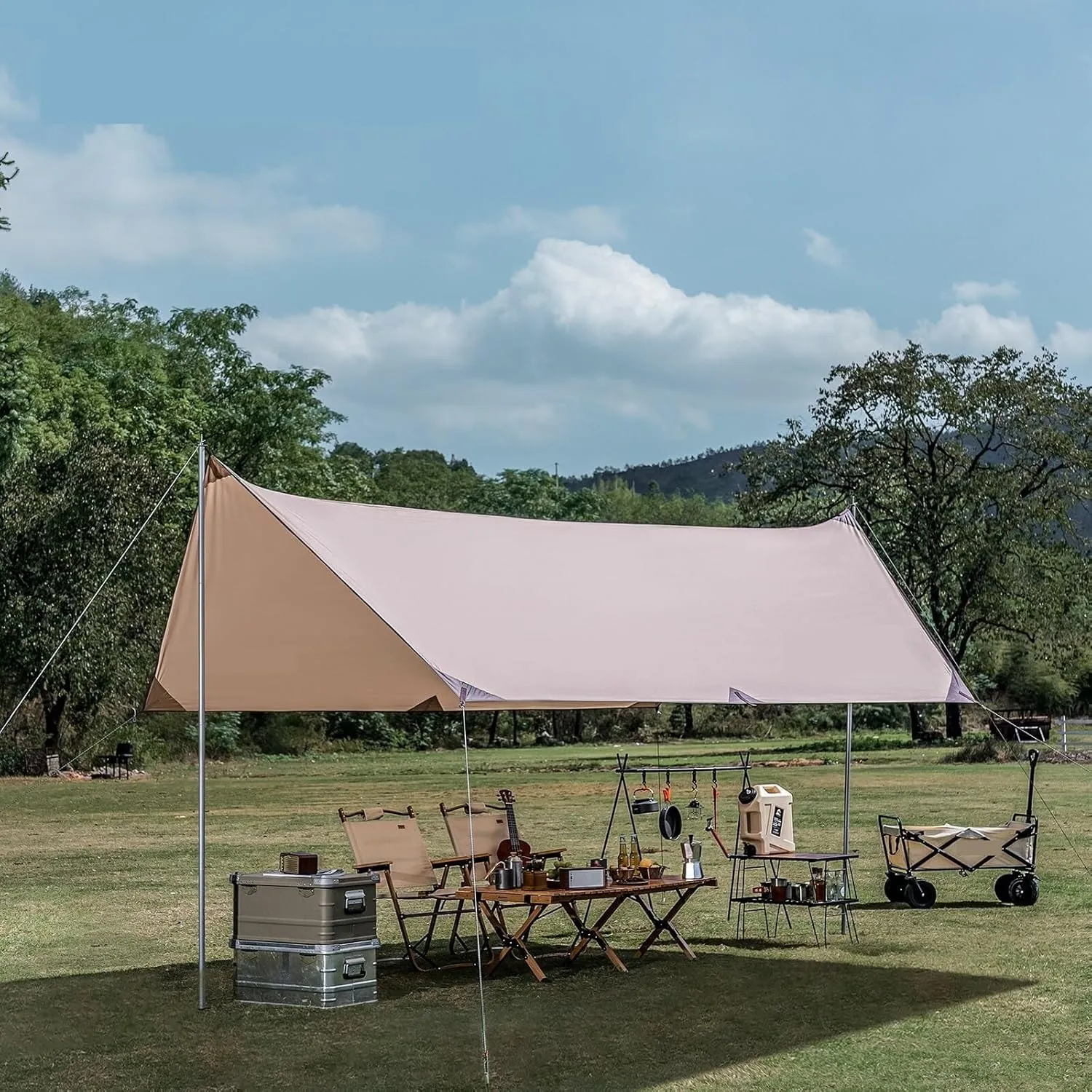Sun Shelter Tent Garden Canopy Sun Shade Outdoor Canopy Awning Waterproof Oxford Tarp 4-6 Person Enlarged Portable Tent for Outdoors, Picnic(400x292cm)