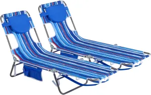 SunnyFeel Beach Lounge Chair, Backpack Reclining Beach Chairs Lay Flat, Face Down Tanning Chair, Folding Camping Chairs Portable Camp Cot with Backpack Straps for Outdoor/Picnic/Lawn