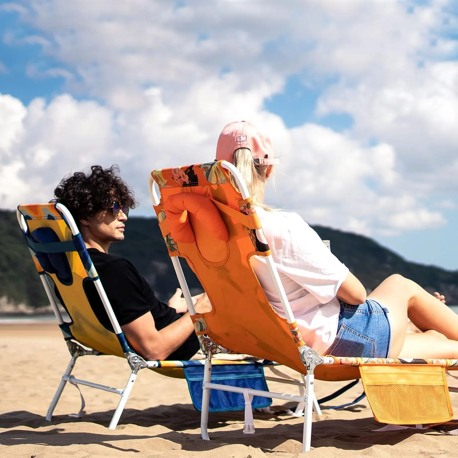 SUNNYFEEL Lounge Beach Chair for Adults with Face Hole, Backpack Reclining Beach Chairs Lay Flat, Sun Face Down Tanning Chair, Portable Folding Camping Cot for Outside Pool, Sunbathing, Reading