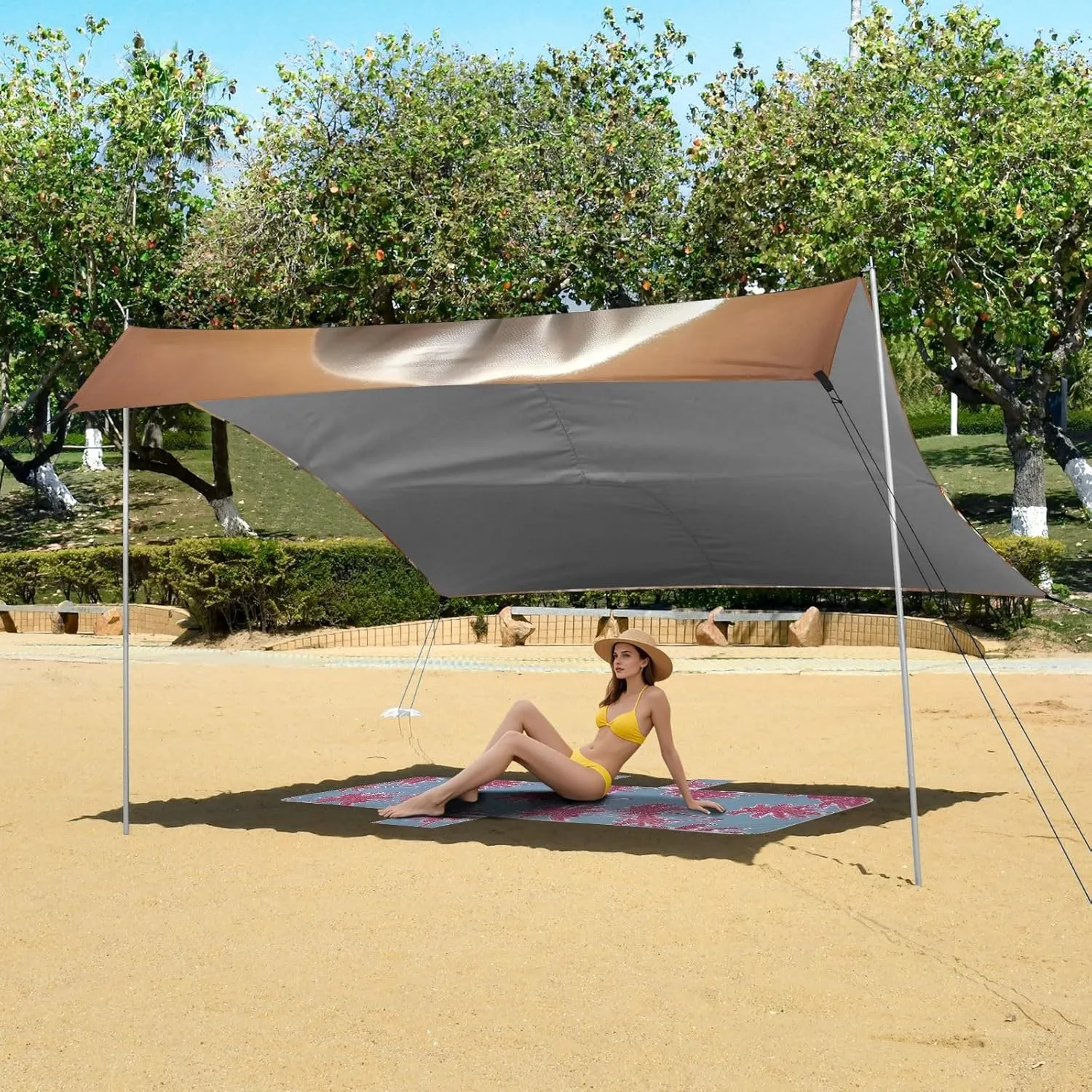 Sweet Hedgehog Baking Time Tent Beach Canopy Outdoor Patio Shade Cute Print Camping Sun Shelter Yard 9.2 × 10.5 FT Canopies with Poles Sandbags Easy