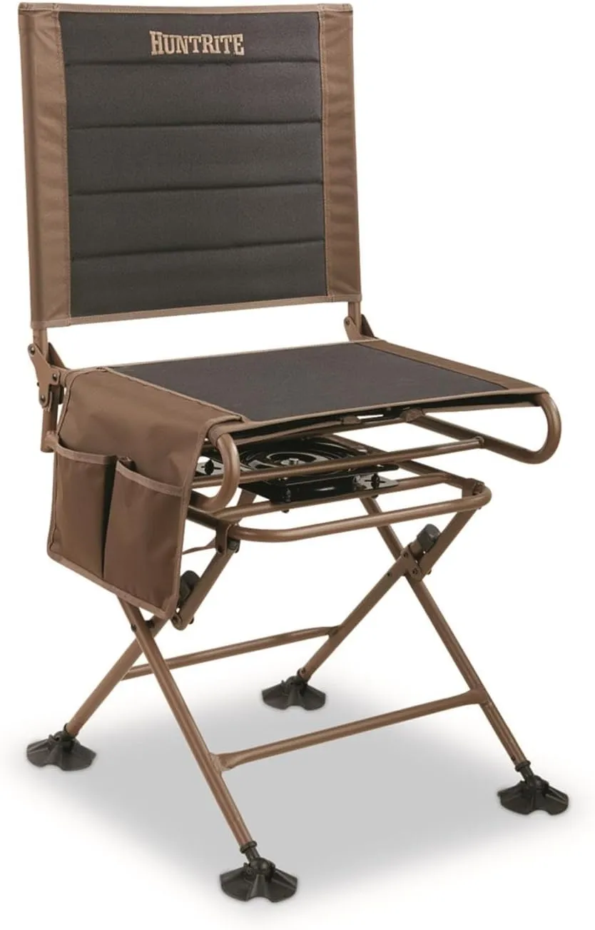 Swivel Hunting Chair; Steel Frame with Padded Seat, Foldable and Portable