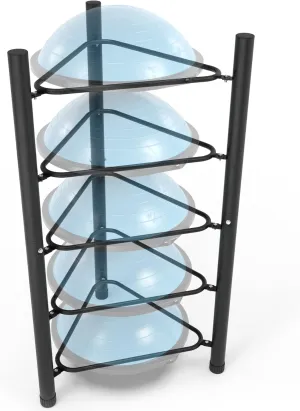 Synergee Exercise Ball Rack. Holds up to 5 Exercise Balls for Home, Commercial and Garage Gym Organization. Free Standing Storage Rack for Exercise Balls.