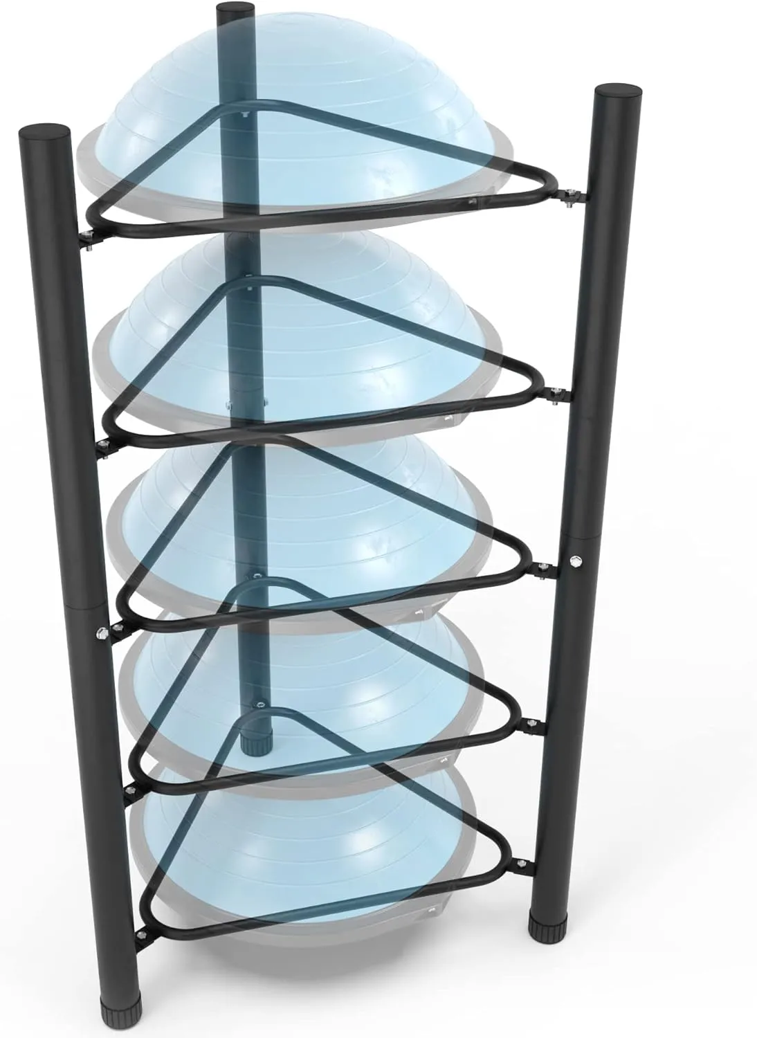 Synergee Exercise Ball Rack. Holds up to 5 Exercise Balls for Home, Commercial and Garage Gym Organization. Free Standing Storage Rack for Exercise Balls.