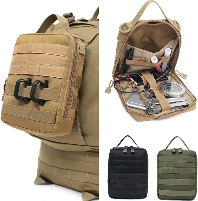 Tactical Backpack Tool Bag Utility Accessories Storage Handbag Outdoor Camping Hunting Survival Kit Medical Pouch,Brown