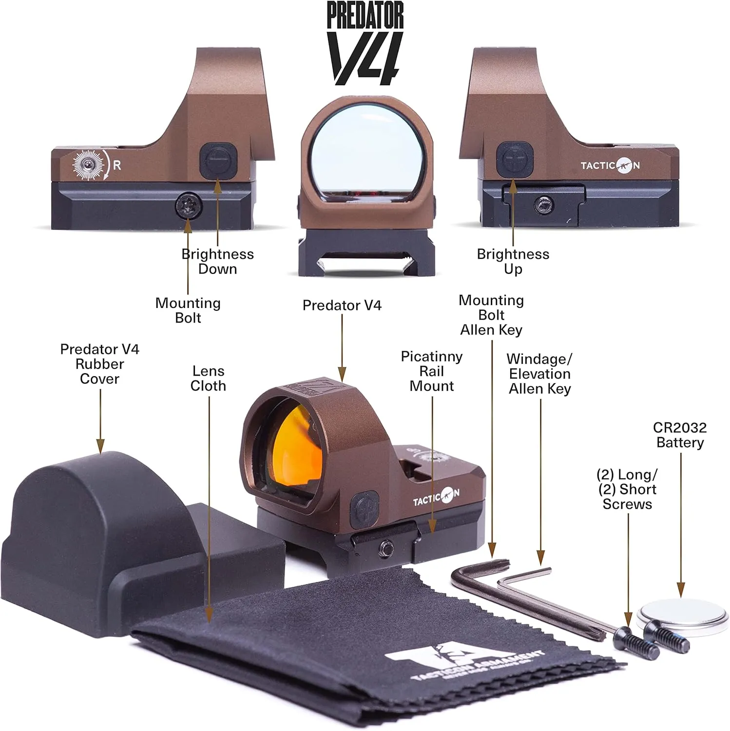 Tacticon Predator V4 Compact Reflex Red Dot Sight – Auto-Off Shake Awake   3 Reticles – RMR Footprint Red Dot Optic – 50,000hr Battery Life – Includes Tools, Cover & Mounts