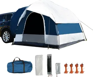 Tailgate Tent with Top Rain Cover Car Awning for Car Camping Road Trip Essentials Midsize to Full Size SUV Van Waterproof 2000MM UPF 50 , Blue