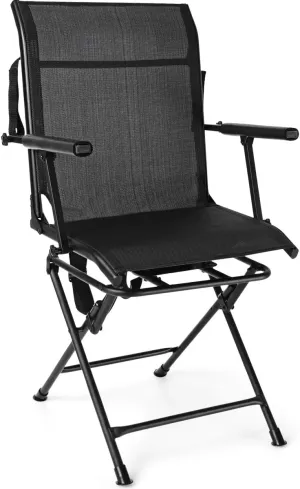 Tangkula 360° Swivel Hunting Chair, Multi-Position Folding Stealth Spin Chair W/Mesh Back, Wide Armrest & No-Sink Footpads, Mesh Swivel Blind Chair Huntsman Chair for Outdoor Activities