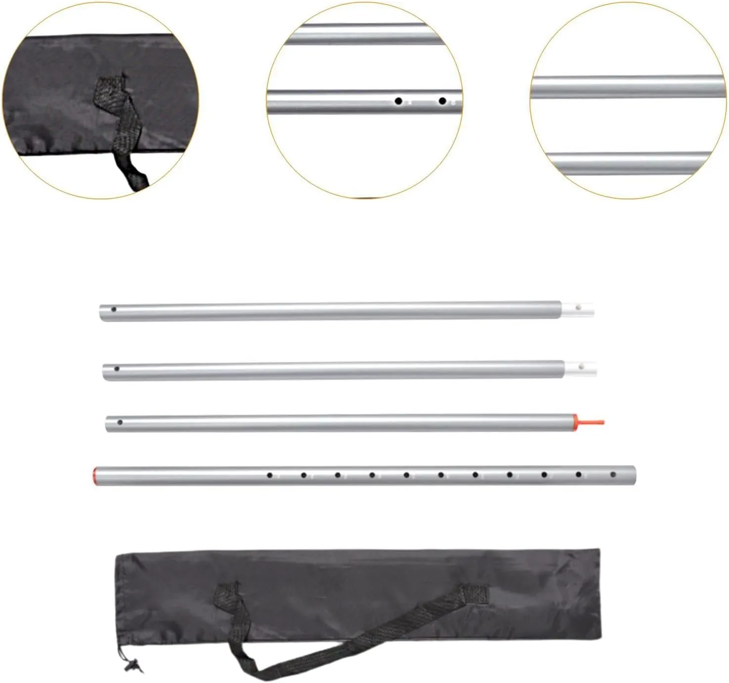 Tarp Poles Replacement Portable Aluminum Tent Rods Canopy Poles Telescoping Tarp Poles for Hammock Picnic Garden Tarp Camping