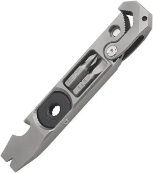 TC4 Titanium Ratchet Pry Bar | 20mm Wrench, Hidden Screwdrivers, Bottle Opener | 6.35mm Bit Socket & Scale | 60g EDC Multi-Tool for Camping, Survival (115mm)