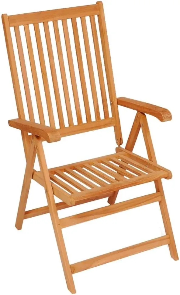 Teak Wood Patio Chairs with Green Cushions, 2-Piece Outdoor Furniture Set, Foldable Reclining Lounge Chairs for Garden, Poolside, and Backyard