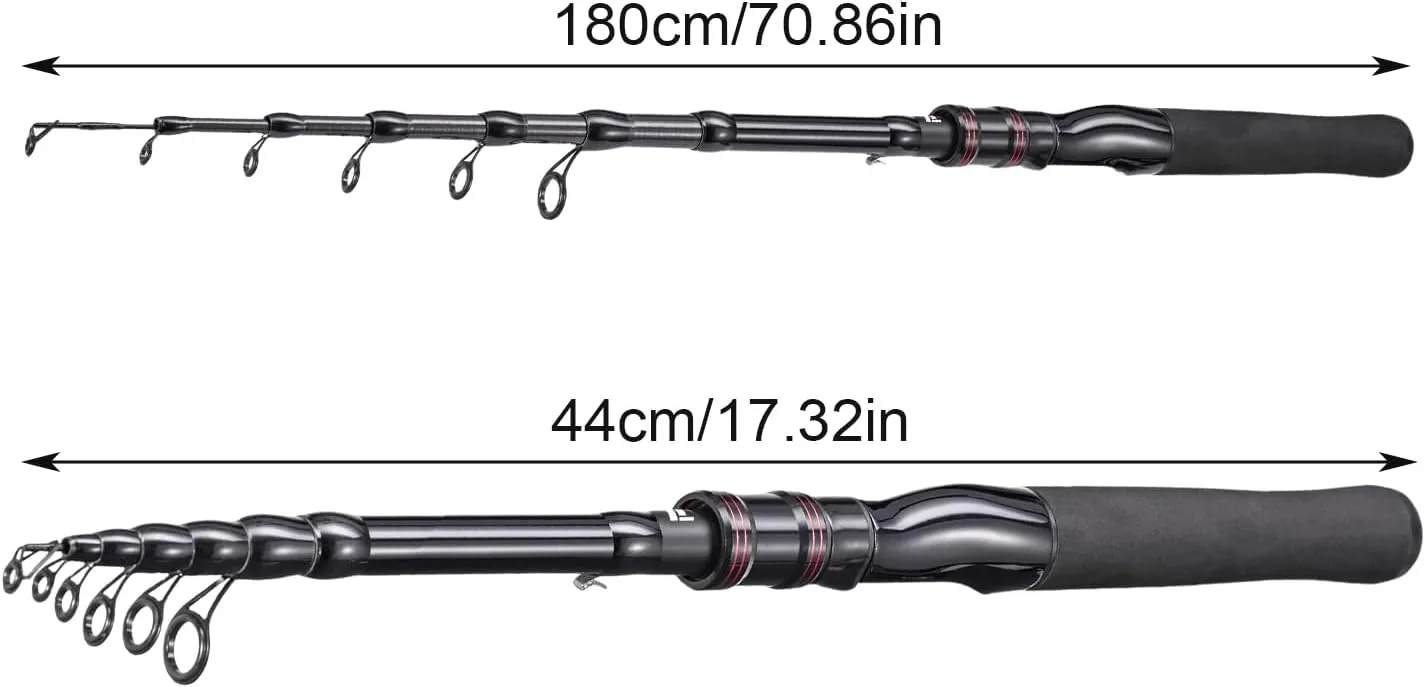 Telescopic Fishing Pole, Short Collapsible Fishing Rods, Portable Telescopic Fishing Rods, Telescopic Fishing Rod for Travel Saltwater Freshwater Fishing