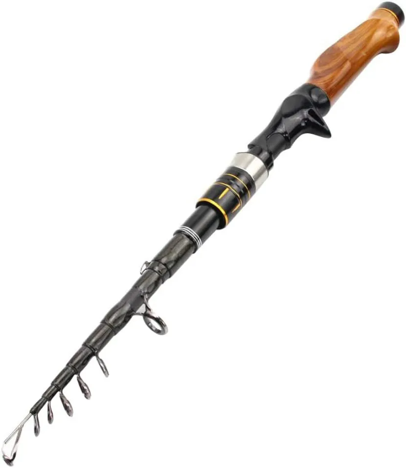 Telescopic Fishing Rod Carbon Spinning Casting Rod Carbon Fiber Portable Telescopic Fishing Pole 1.8m
