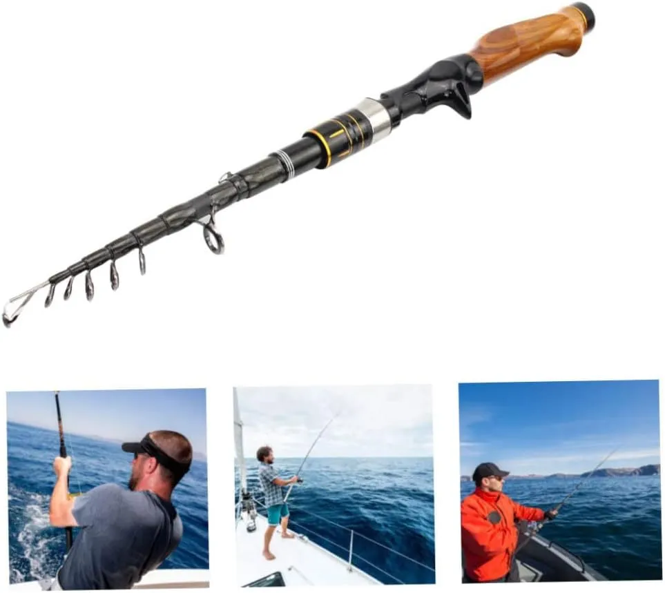 Telescopic Fishing Rod Carbon Spinning Casting Rod Carbon Fiber Portable Telescopic Fishing Pole 1.8m