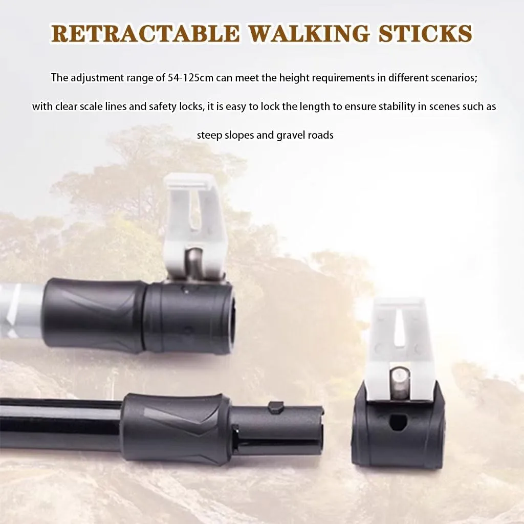 Telescopic Men/Women Trekking Poles, Carbon Fiber Lightweight Hiking Stick, with Flip Lock, for Outdoor Activities
