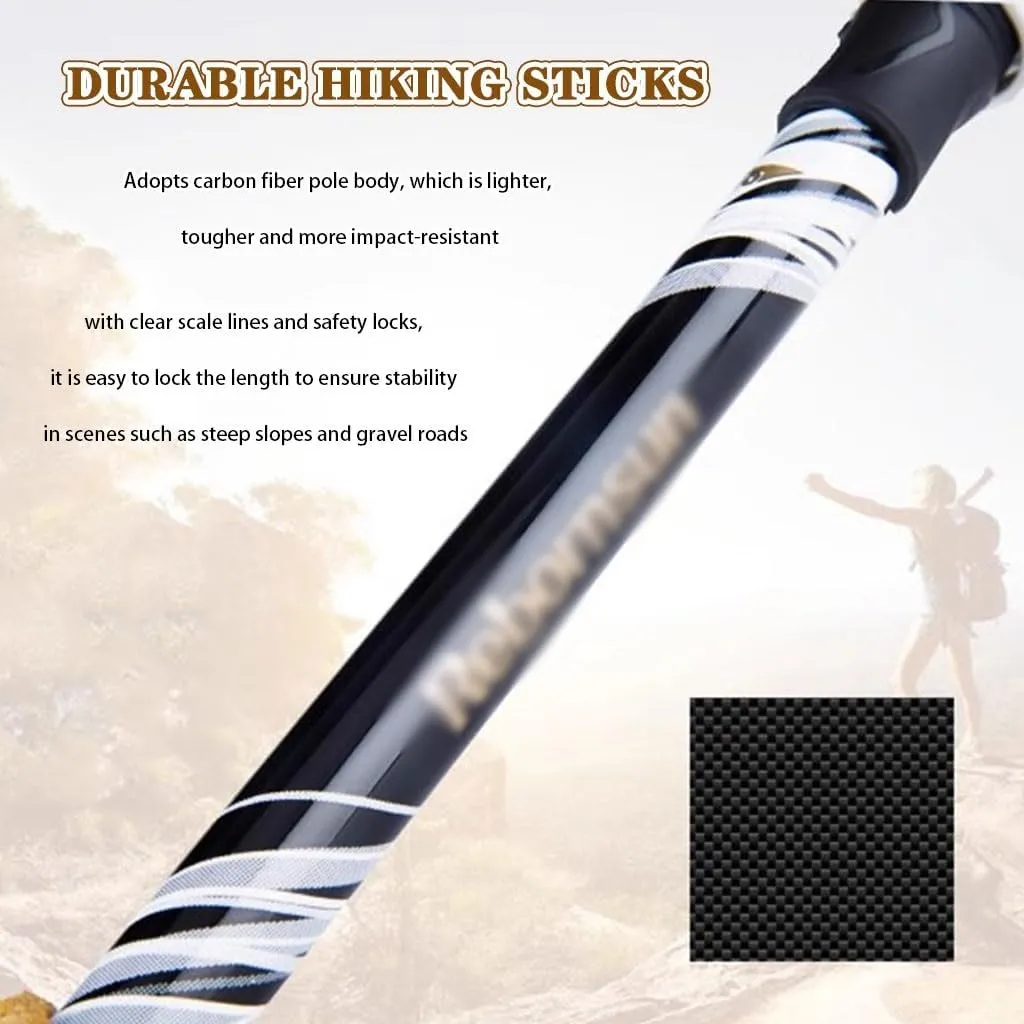 Telescopic Men/Women Trekking Poles, Carbon Fiber Lightweight Hiking Stick, with Flip Lock, for Outdoor Activities