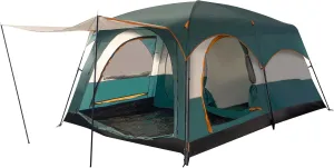 TENPLAY 8-10 Person Family Cabin Tent,170T Polyester,PU Coating waterproof2000mm,2Room 3Doors 3Mesh Windows,Double Layer,Large Tent for Outdoor,Picnic,Camping,Family Gathering.