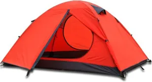 Tent 2 Person Ultralight Double Layer Aluminum Poles Waterproof Windproof Camping Tent Beach Tent (Color : 2 Person Blue) (2 Person Red One Size) (3 P