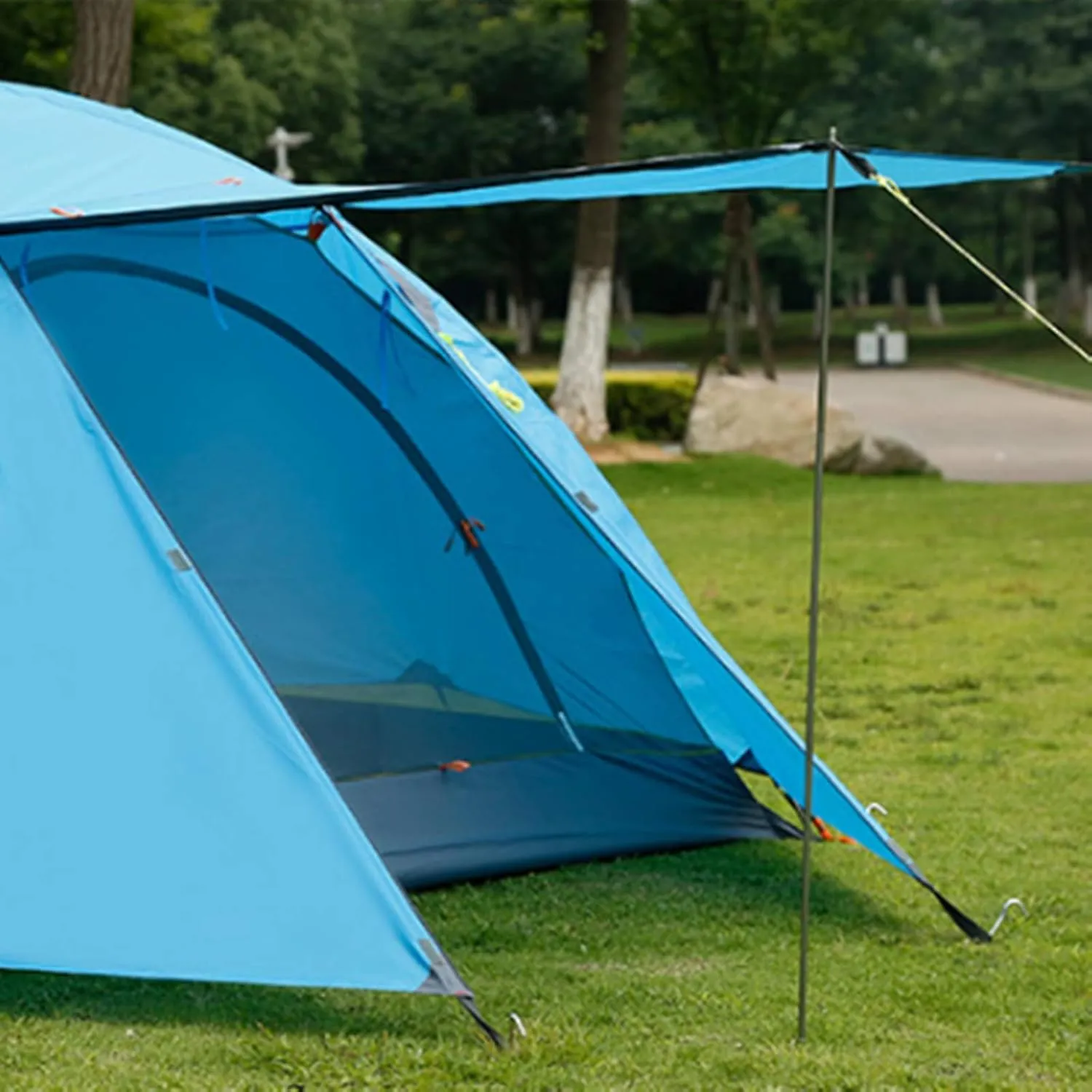 Tent 3 Person Aluminum Poles Double Layer Camping Tent Beach Tent for Hiking Travel (Color : Sky Blue, Size : 200x180x120cm)