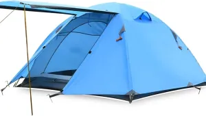 Tent 3 Person Aluminum Poles Double Layer Camping Tent Beach Tent for Hiking Travel (Color : Sky Blue, Size : 200x180x120cm)