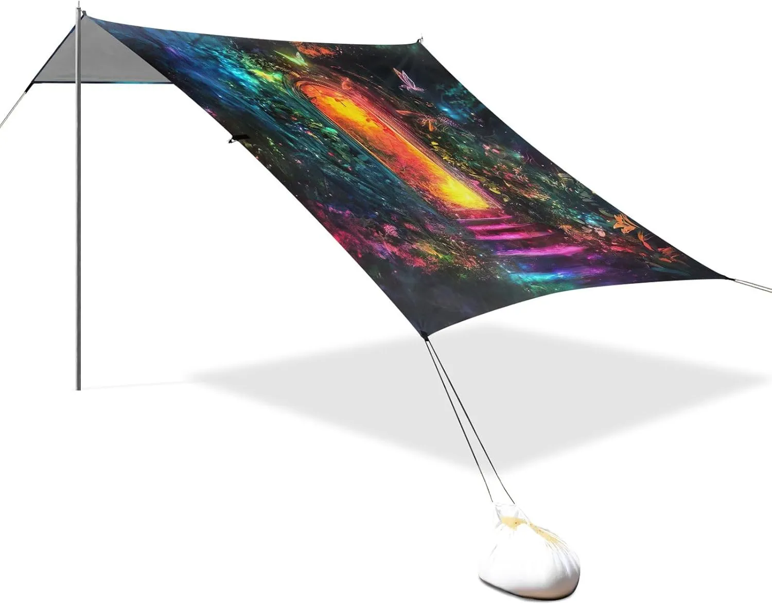 Tent Beach Canopy Mystical Forest Entrance Outdoor Patio Sun Shade 9.2 × 10.5 FT Outside Travel Camping Sun Shelter Sunshade with Poles Sandbags Easy