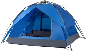 Tent Double Layer Automatic Instant Setup Camping Tent 3-4 Person Family Tent Waterproof Foldable Tent for Hiking Travel Yurt (Color : Royal Blue)