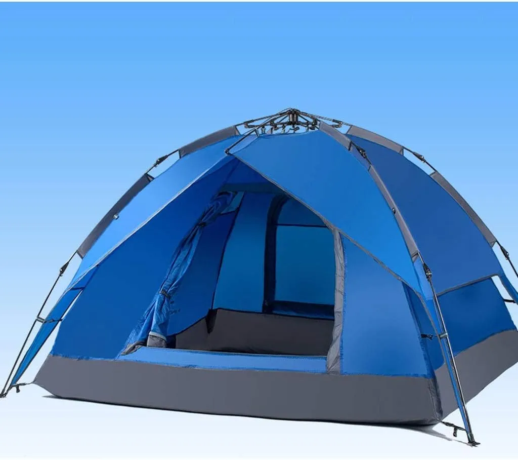 Tent Double Layer Automatic Instant Setup Camping Tent 3-4 Person Family Tent Waterproof Foldable Tent for Hiking Travel Yurt (Color : Royal Blue)