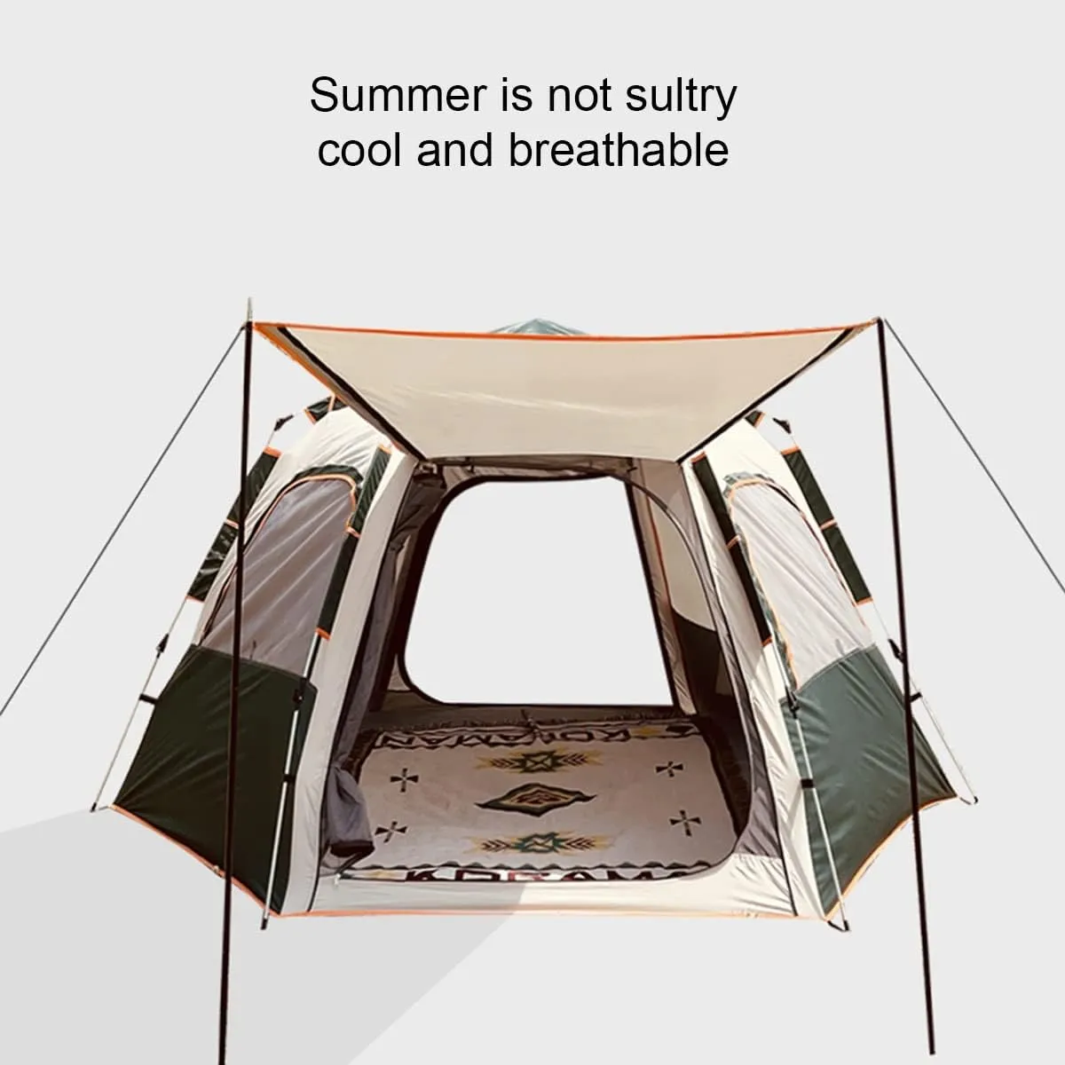 Tent for 5 6 7 Person Family Tent Garden Sun Shelter Tents for Camping,Automated and Instant Setup Tent for Family,6 Mesh Windows Ventilation,Waterproof Outdoor Layer, With Pad, Green