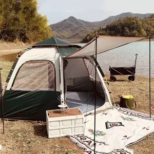 Tent for 5 6 7 Person Family Tent Garden Sun Shelter Tents for Camping,Automated and Instant Setup Tent for Family,6 Mesh Windows Ventilation,Waterproof Outdoor Layer, With Pad, Green